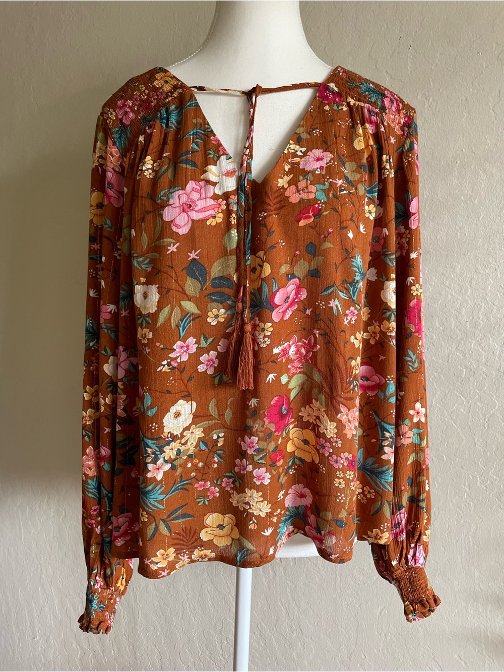 Anthropologie floral boho top